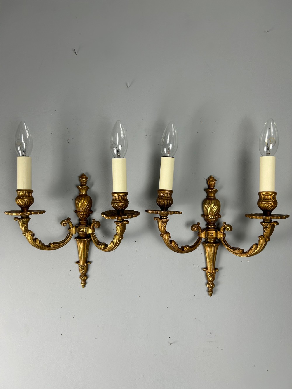 Pair Of French Gilt Brass Antique Wall Lights View V
