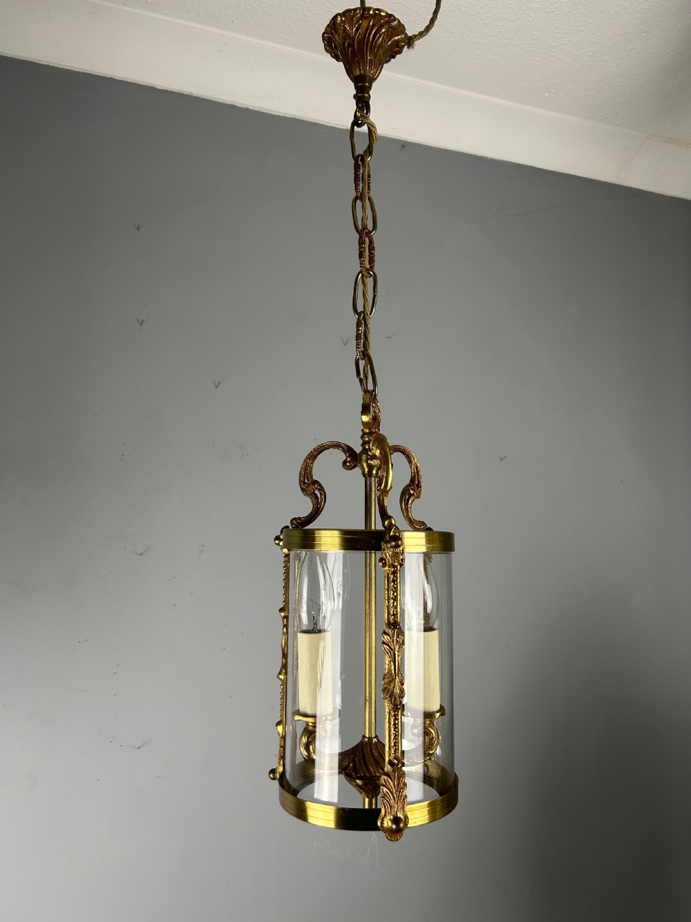 French Antique Twin Light Lantern, Rewired View V