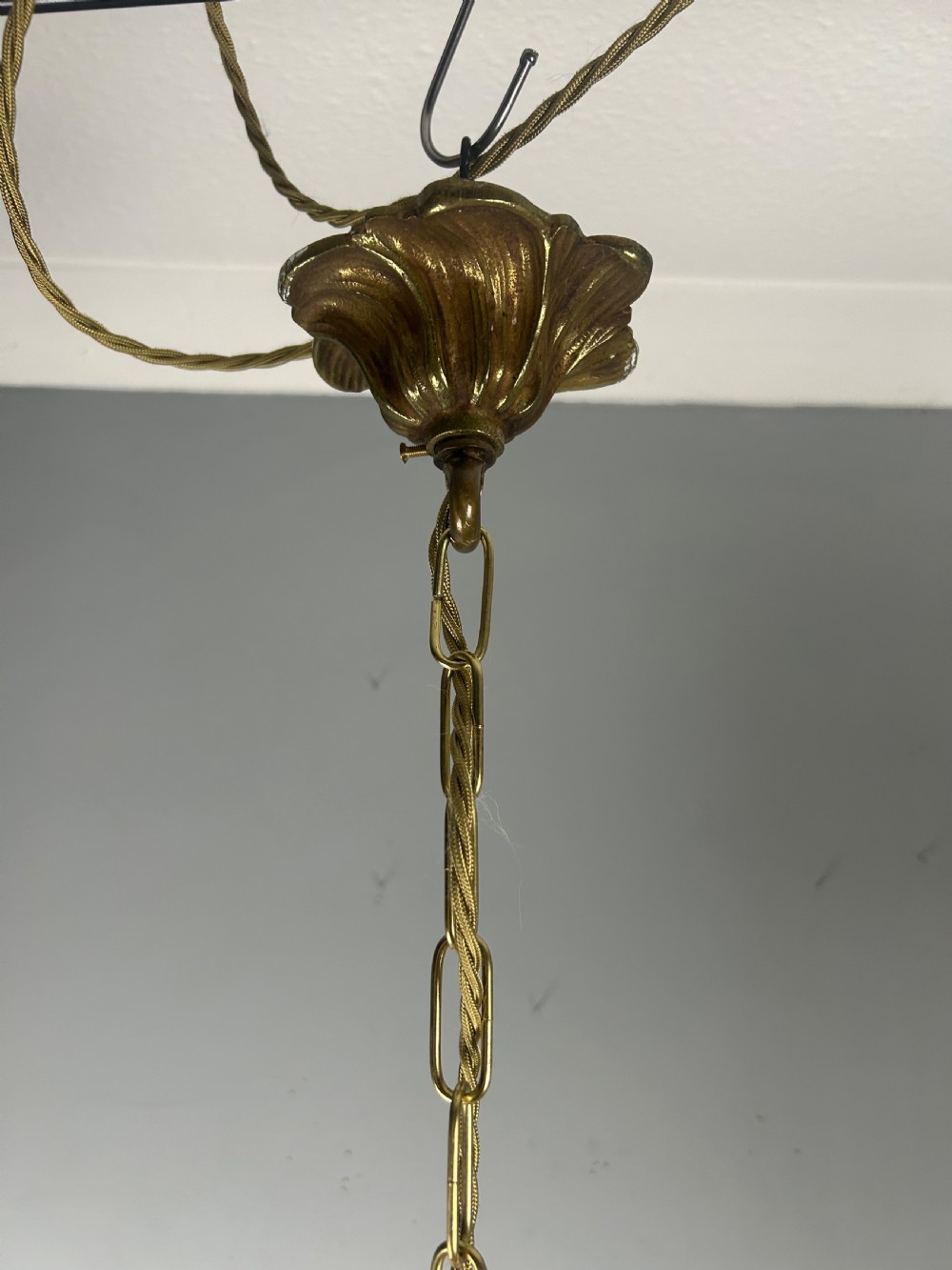 French Brass Twin Light Antique Lantern, Rewired View II