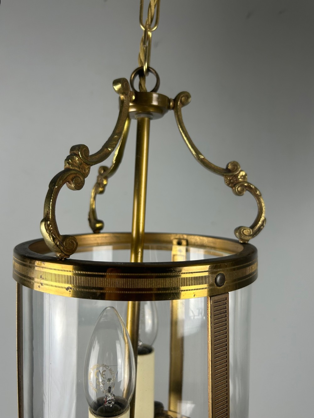 French Brass Twin Light Antique Lantern, Rewired View IV