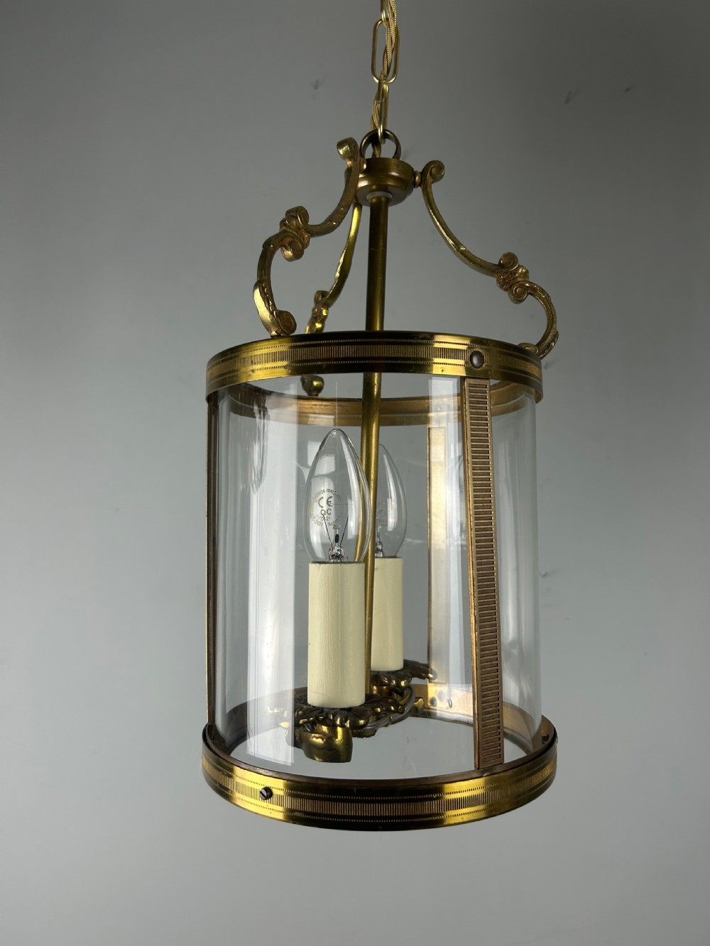 French Brass Twin Light Antique Lantern, Rewired View VI