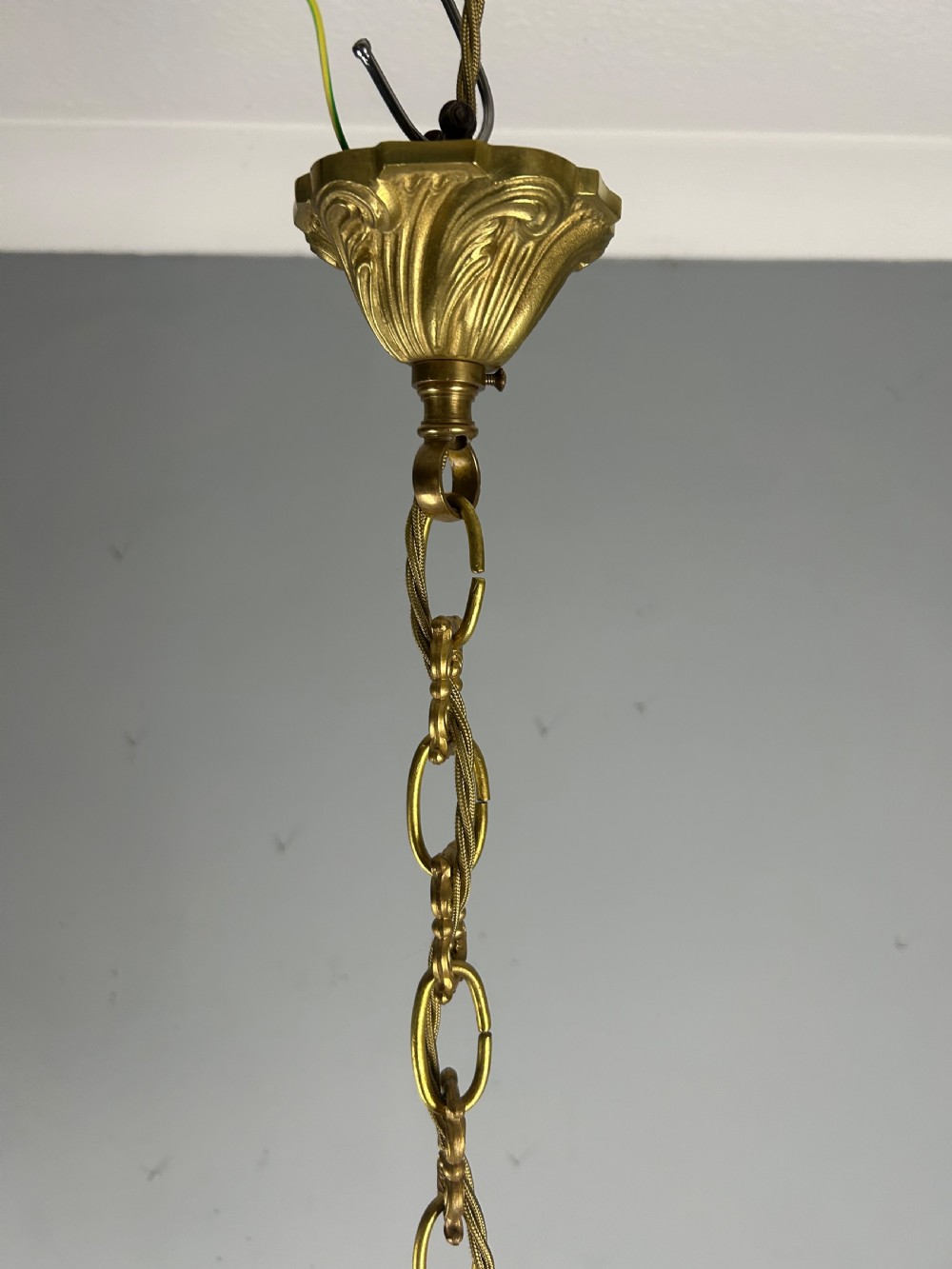 French Brass Triple Light Antique Lantern, Rewired View IV