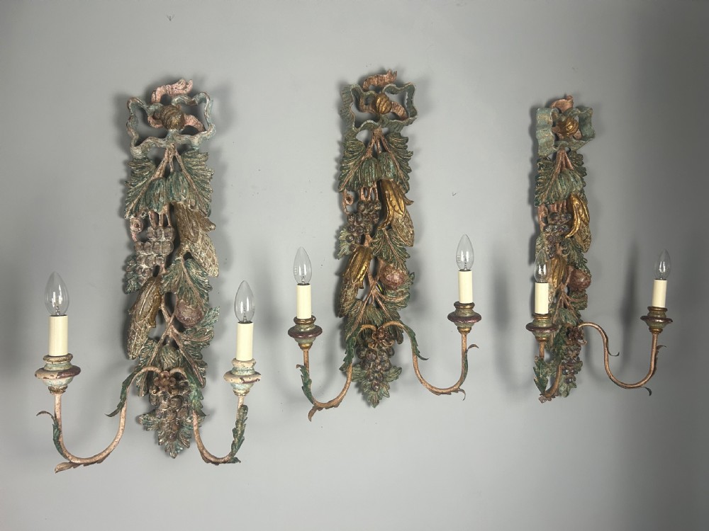 Set of 3 Large Polychrome Wall Lights  View II