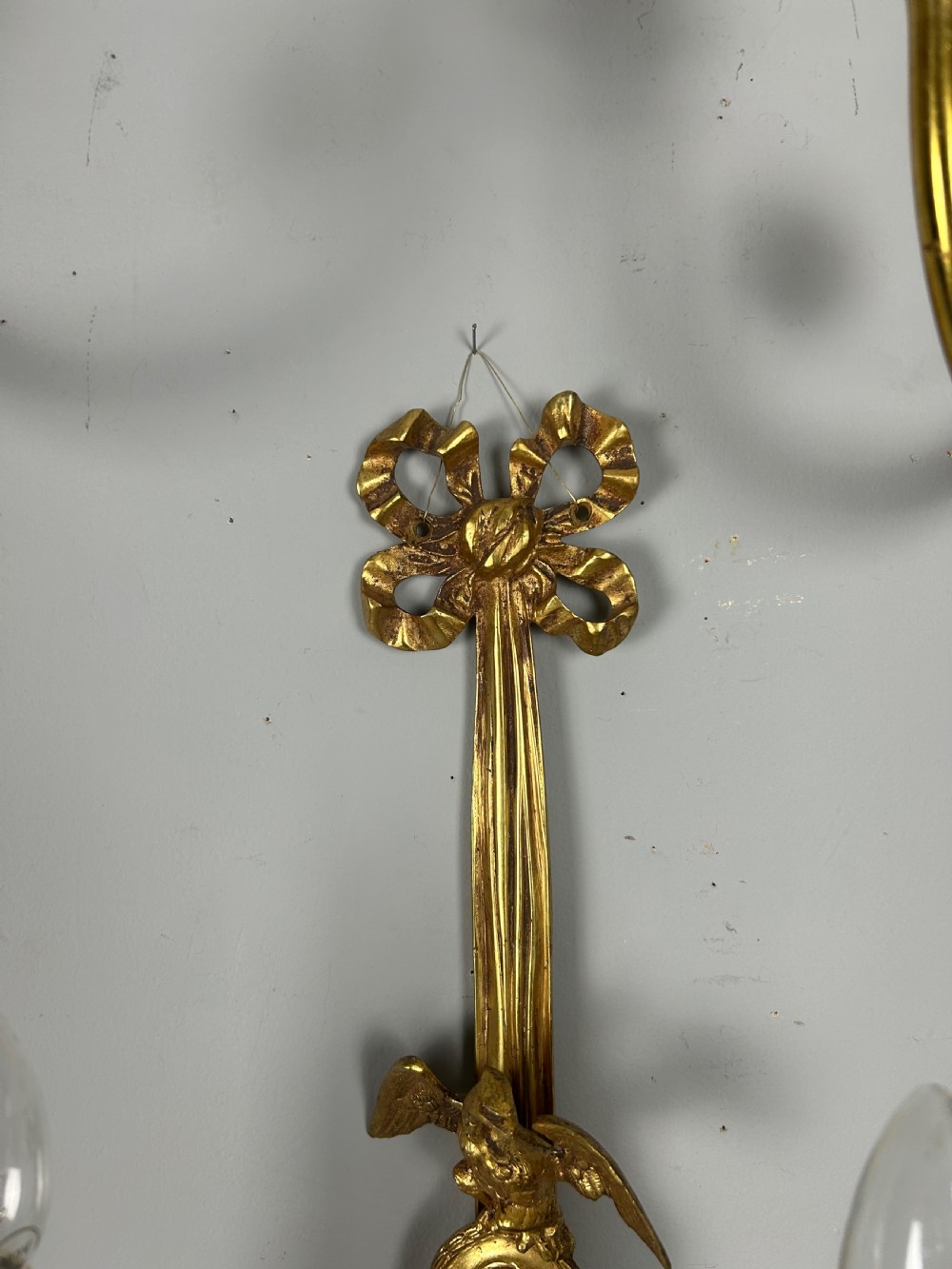 Set of 4 Large Gilt Brass Wall Lights, Rewired View V