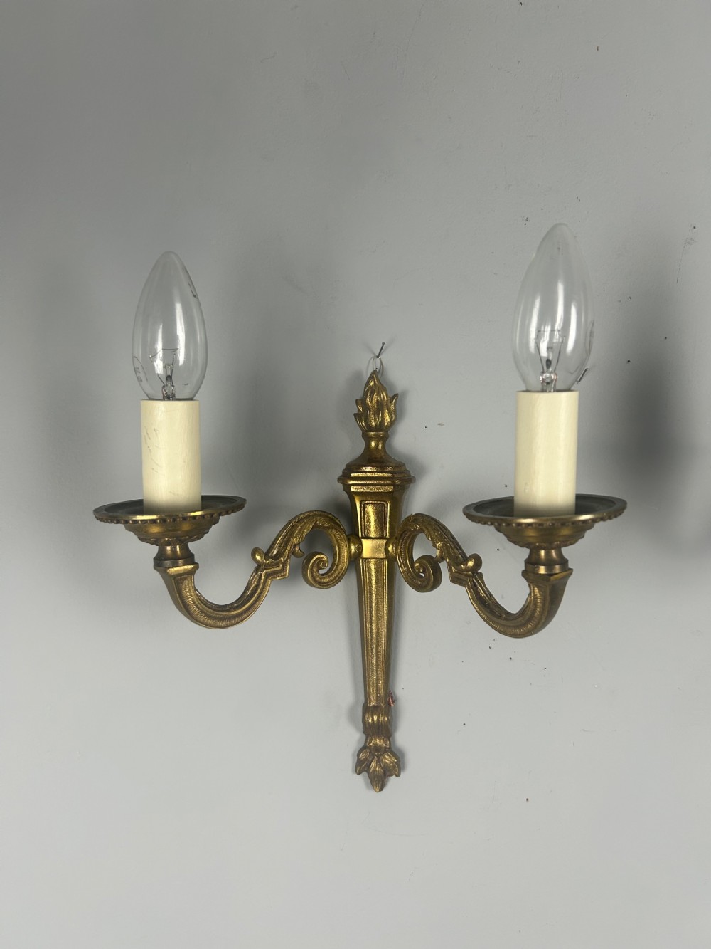 Pair Of French Gilded Brass Antique Wall Lights, Rewired & Pat Tested View VI