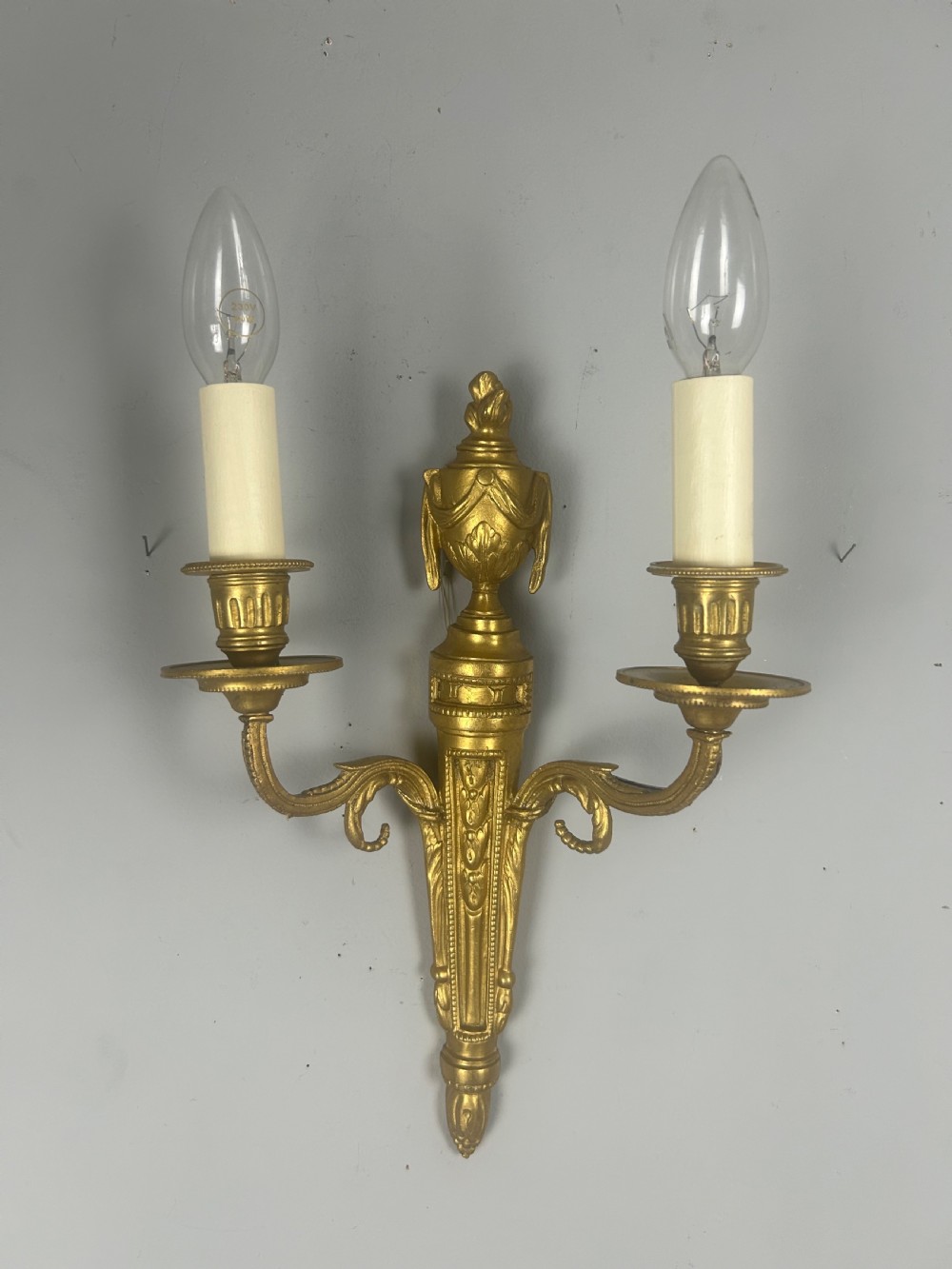 Single French Gilt Brass Antique Wall Light, Rewired View II