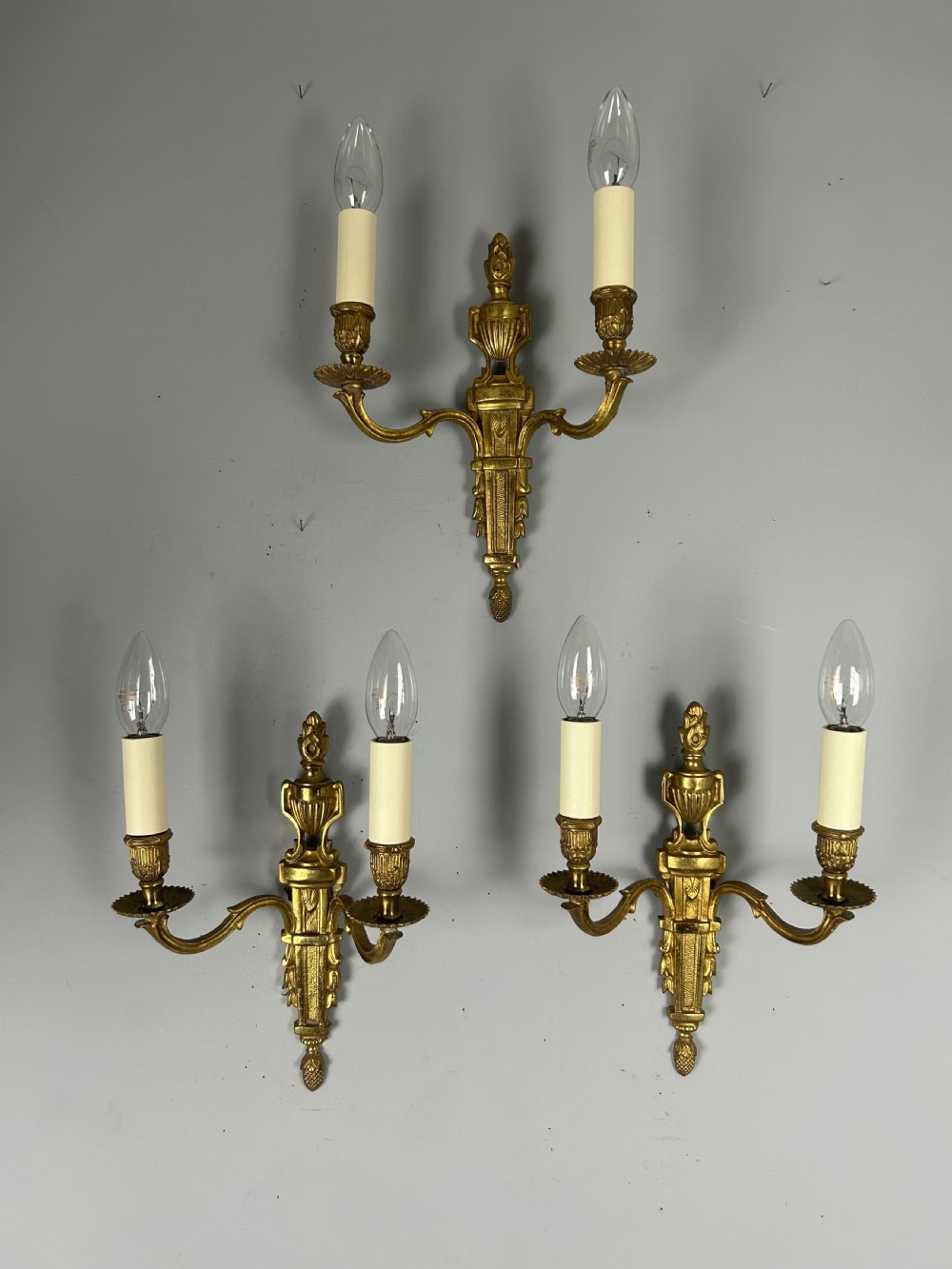 Set is Classical French Brass Wall Lights 