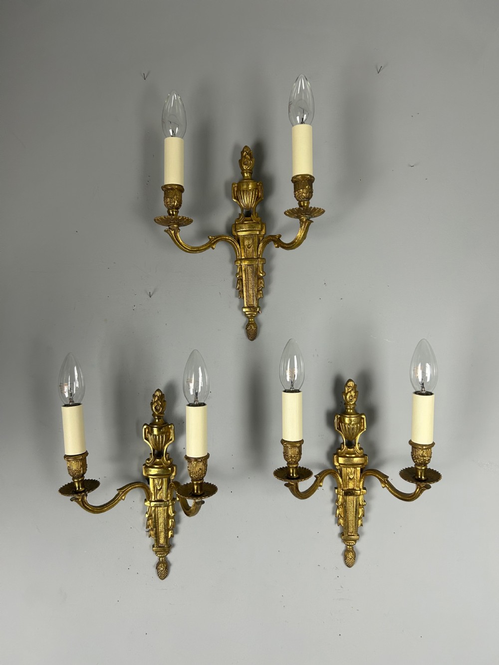 Set is Classical French Brass Wall Lights  View II