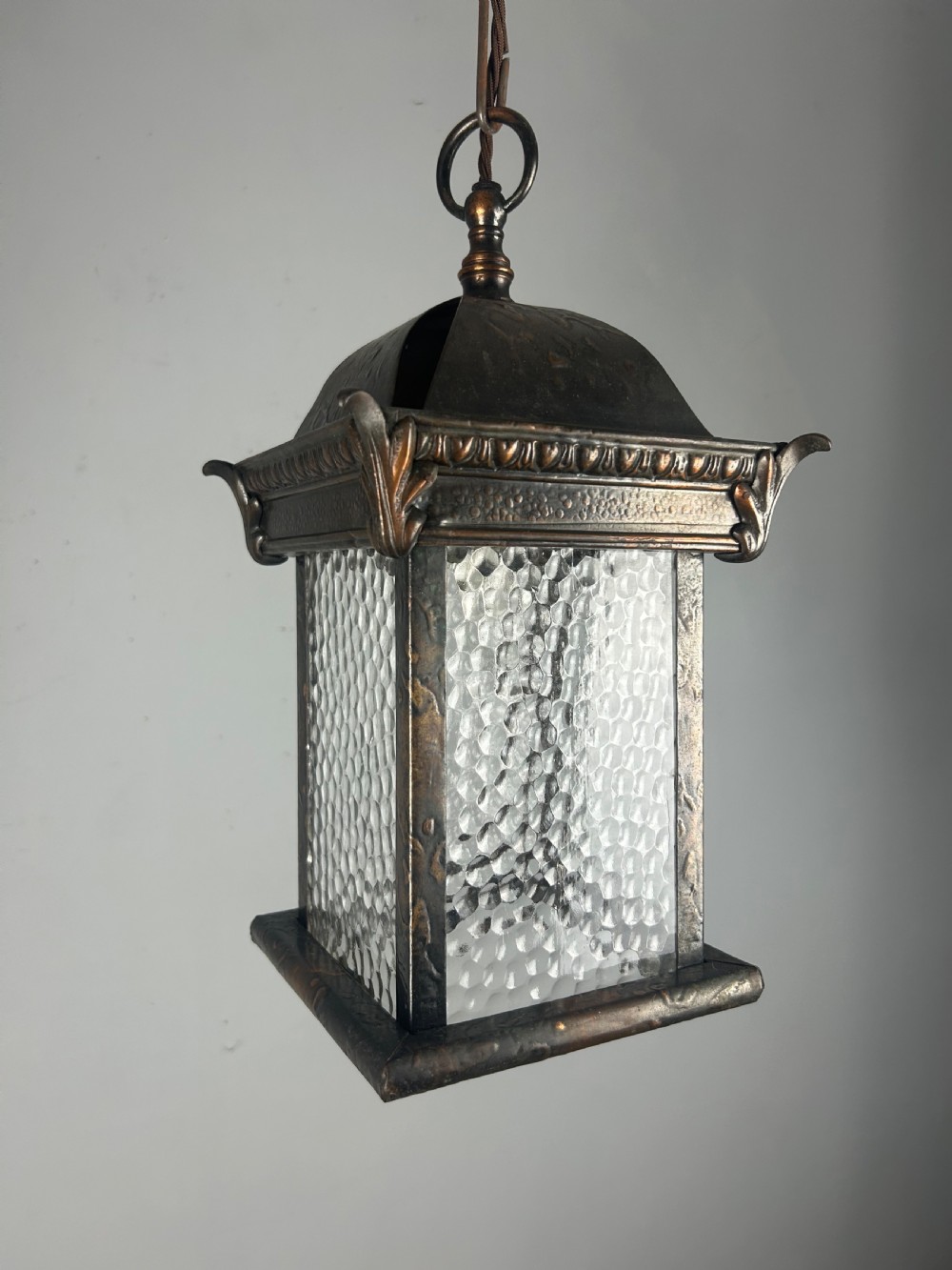 Arts & Crafts English Bronzed Brass Lantern