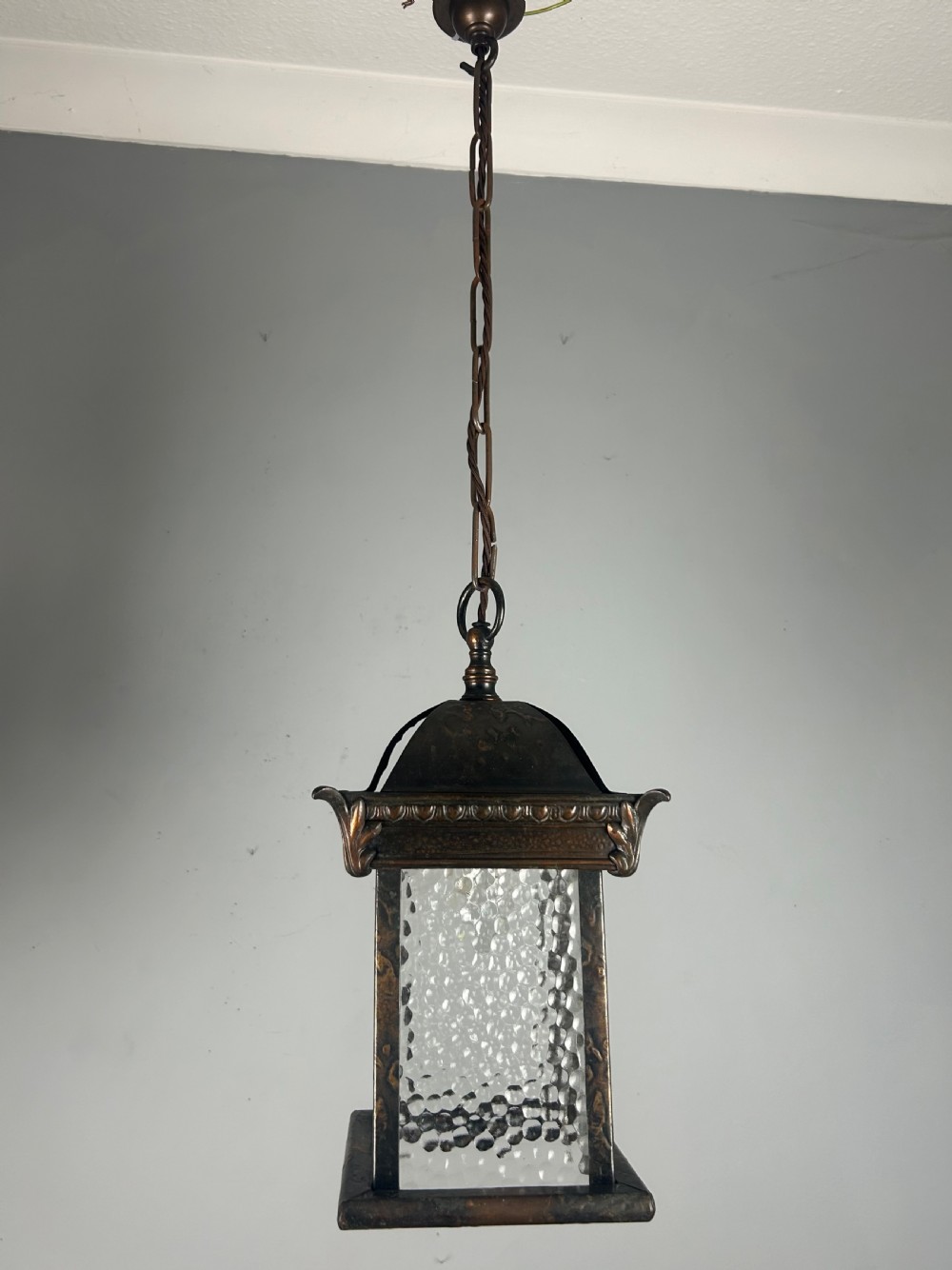Arts & Crafts English Bronzed Brass Lantern View II