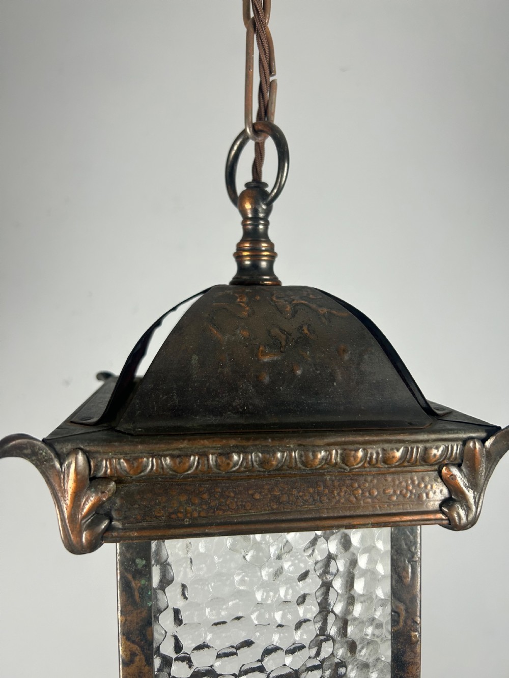 Arts & Crafts English Bronzed Brass Lantern View IV