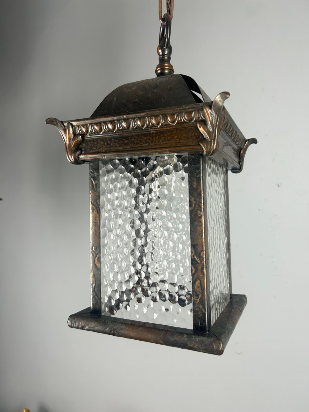 Arts & Crafts English Bronzed Brass Lantern View VI