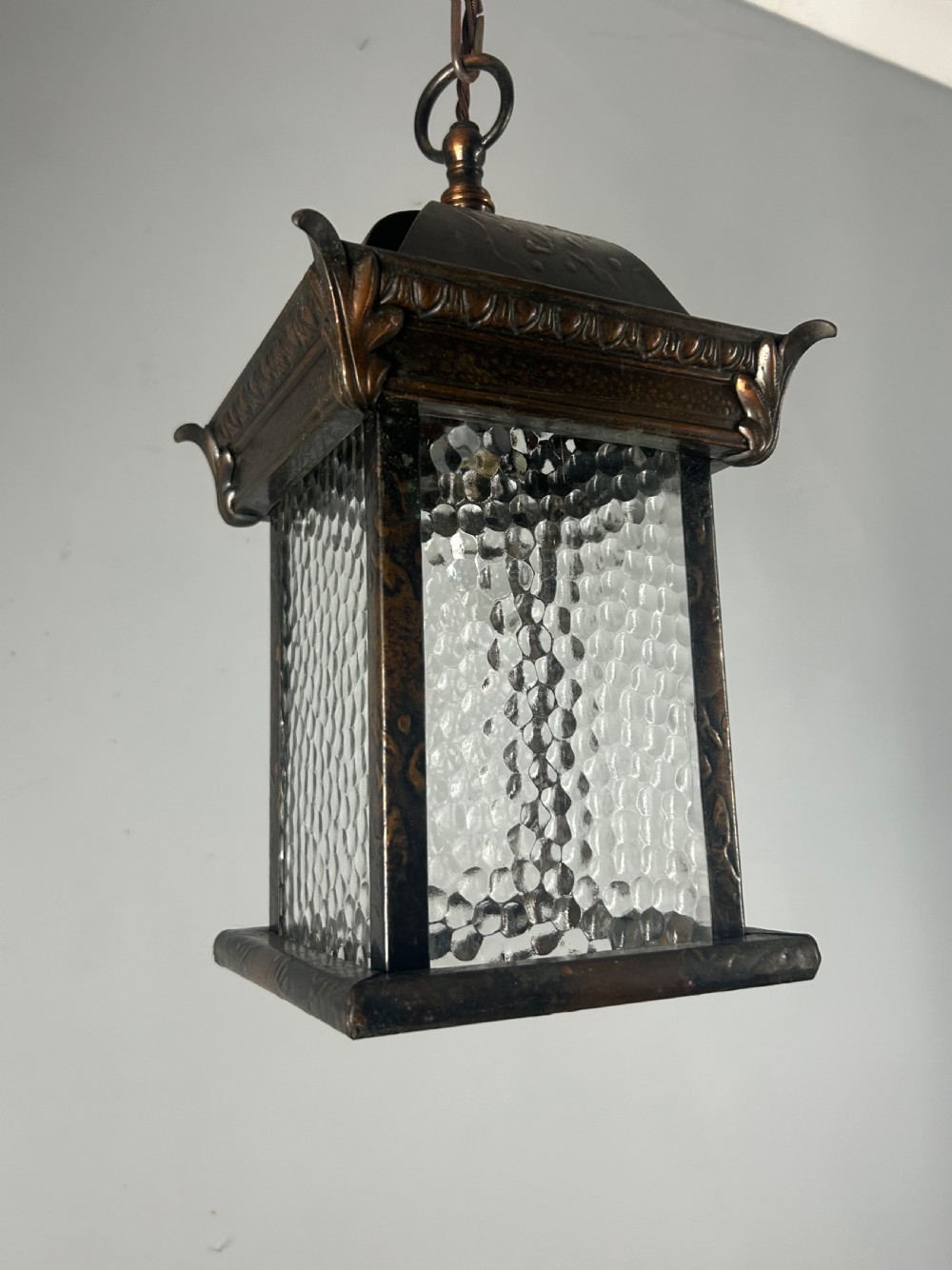 Arts & Crafts English Bronzed Brass Lantern View VIII