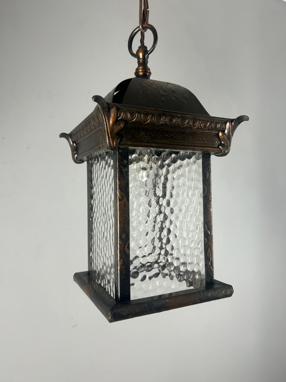 Arts & Crafts English Bronzed Brass Lantern View IX