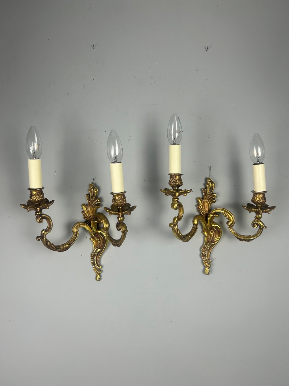 Pair Of French Gilt Brass Antique Wall Lights View II