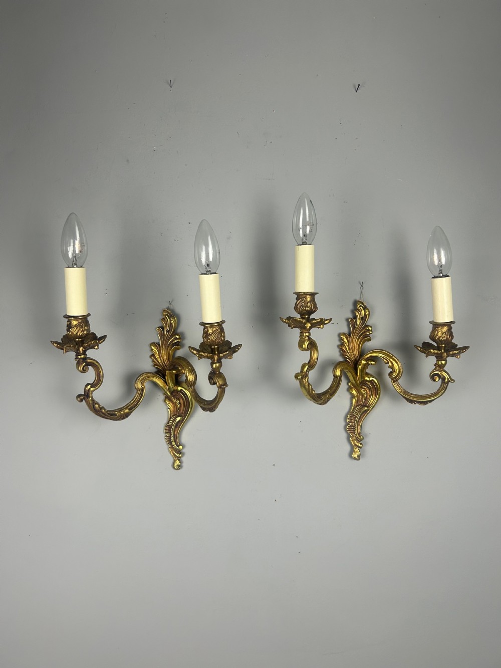 Pair Of French Gilt Brass Antique Wall Lights View VII