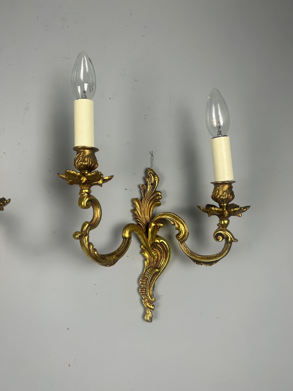 Pair Of French Gilt Brass Antique Wall Lights View IX