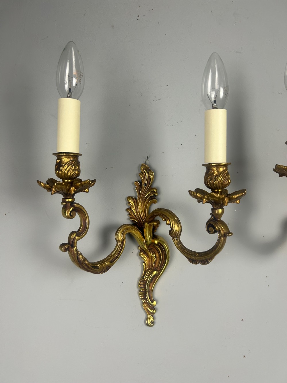 Pair Of French Gilt Brass Antique Wall Lights View X