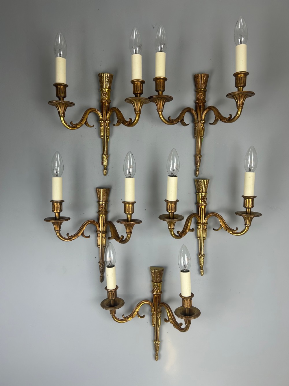 Set Of 5 French Gilded Bronze Wall Lights View II