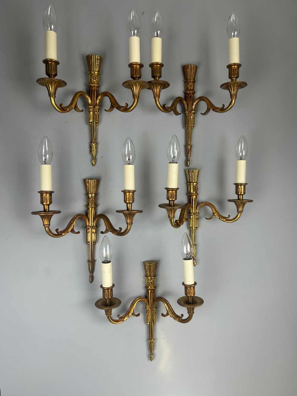 Set Of 5 French Gilded Bronze Wall Lights View VIII