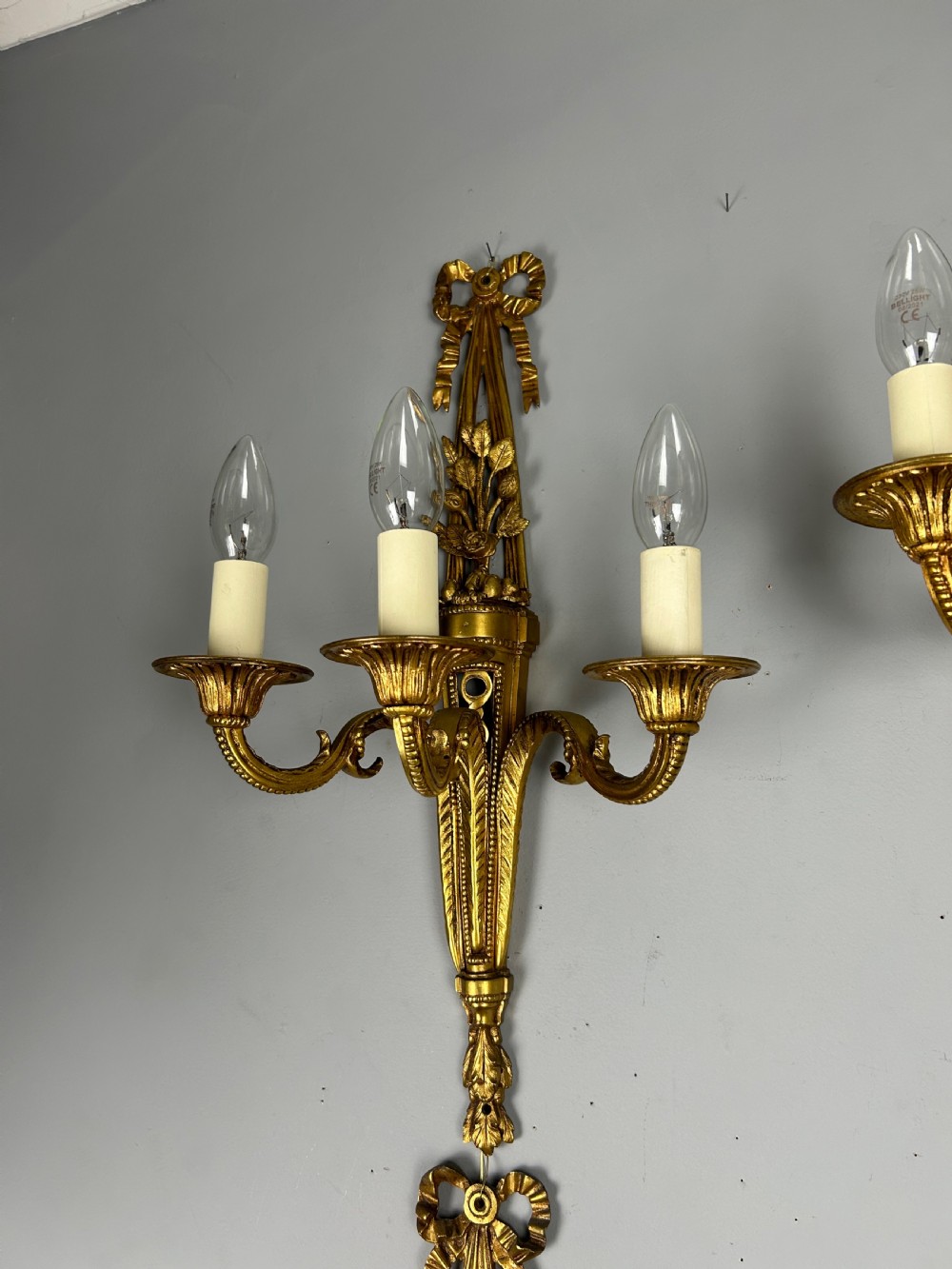 Set Of 4 French Triple Arm Antique Wall Lights  View III