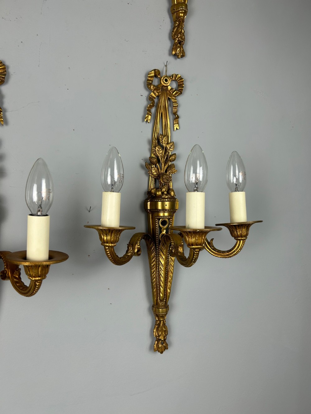 Set Of 4 French Triple Arm Antique Wall Lights  View IV