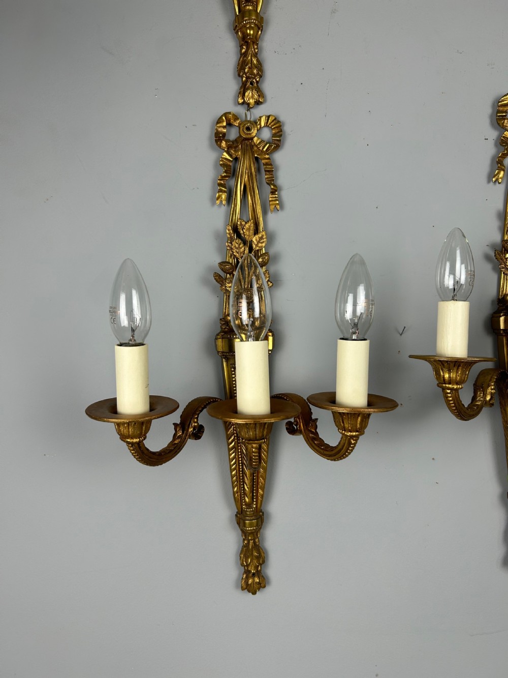 Set Of 4 French Triple Arm Antique Wall Lights  View V
