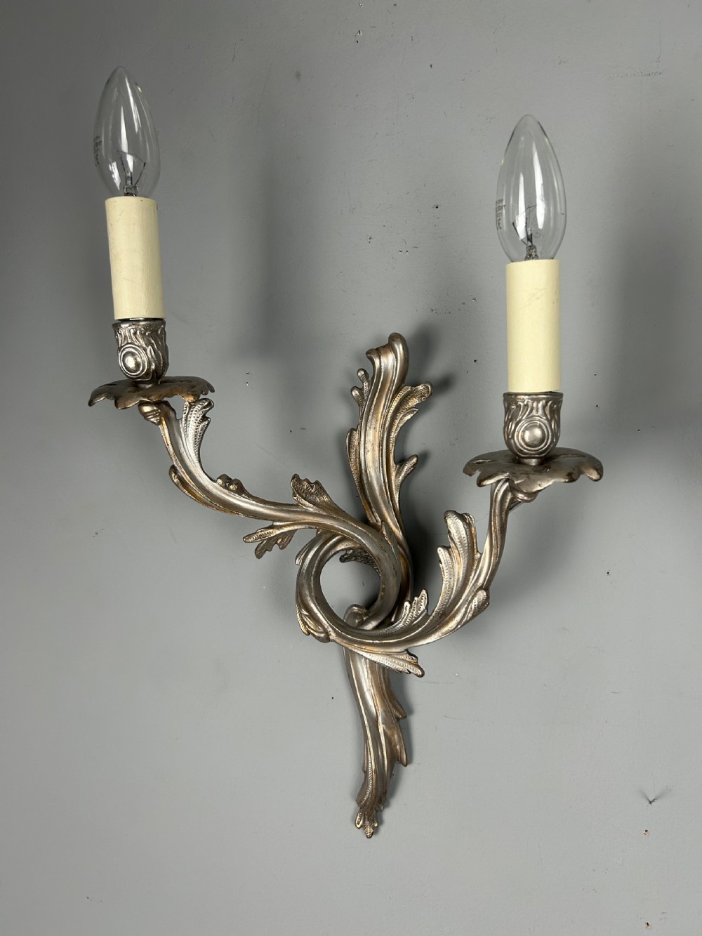 Pair of French Silver Gilt Wall Lights, Rewired View II