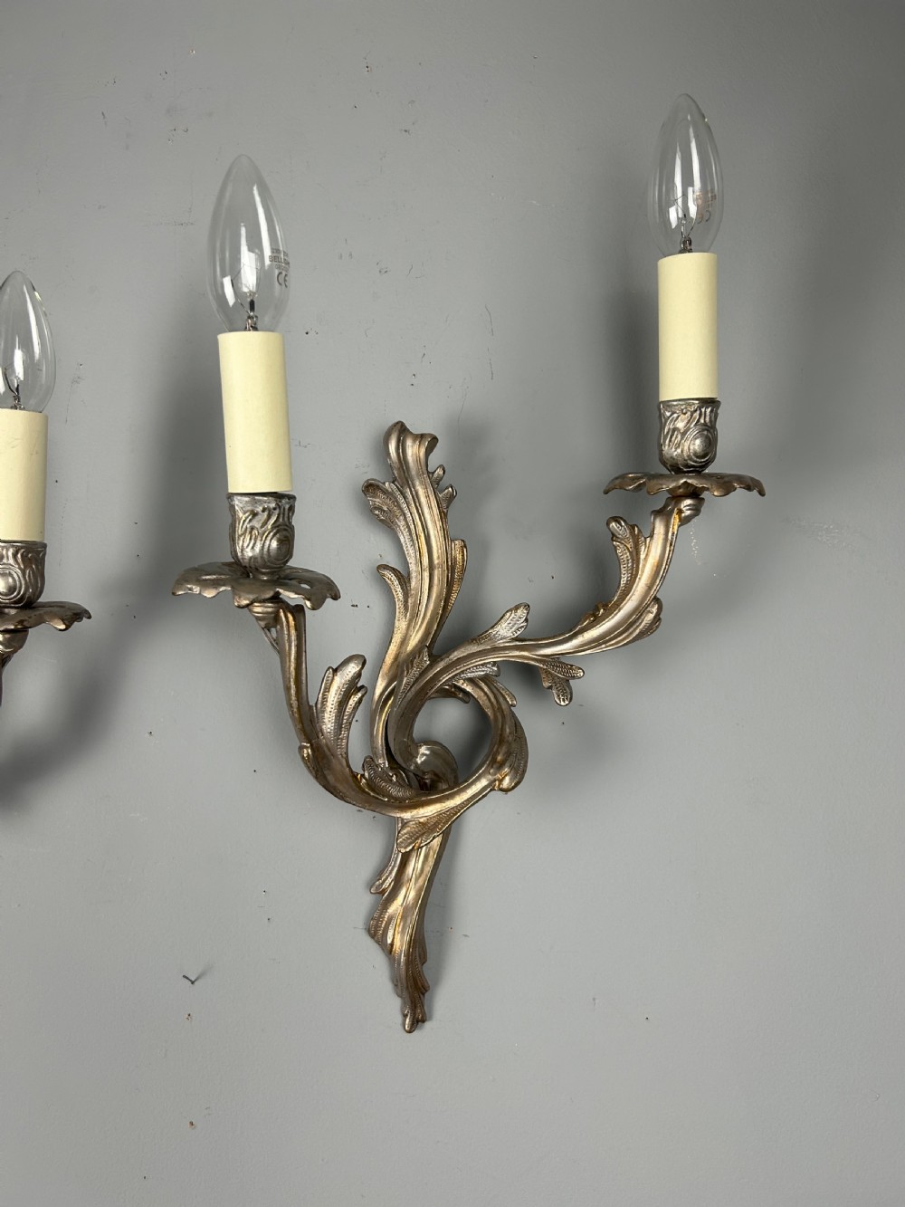 Pair of French Silver Gilt Wall Lights, Rewired View VII