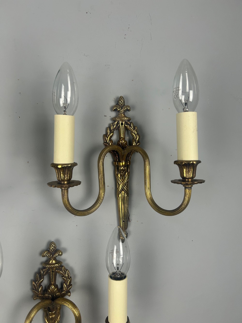 Set of 3 French Small Brass Antique Wall Lights View V