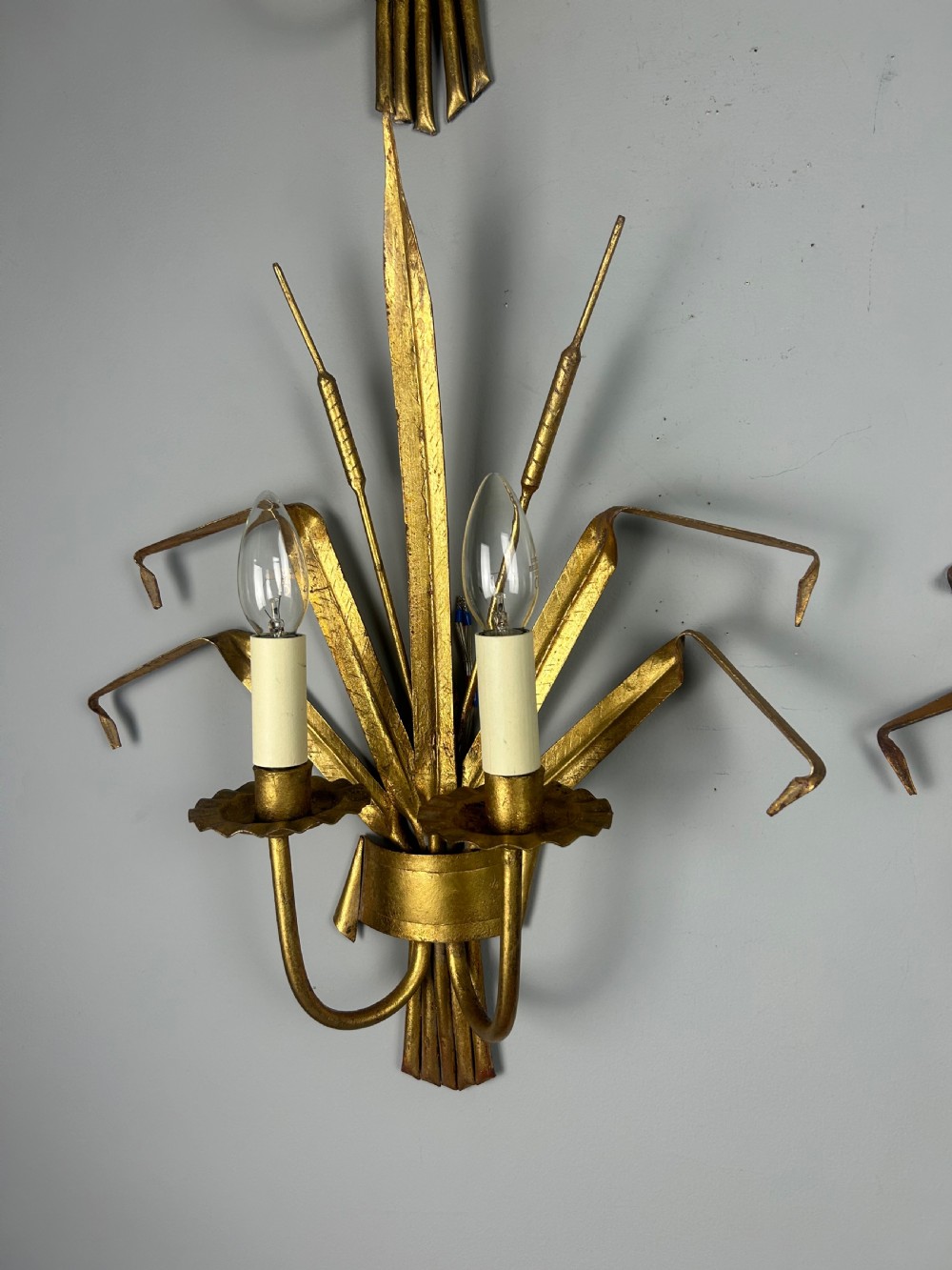 Set of 4 Antique French Wheat Sheaf Wall Lights, Rewired View IV
