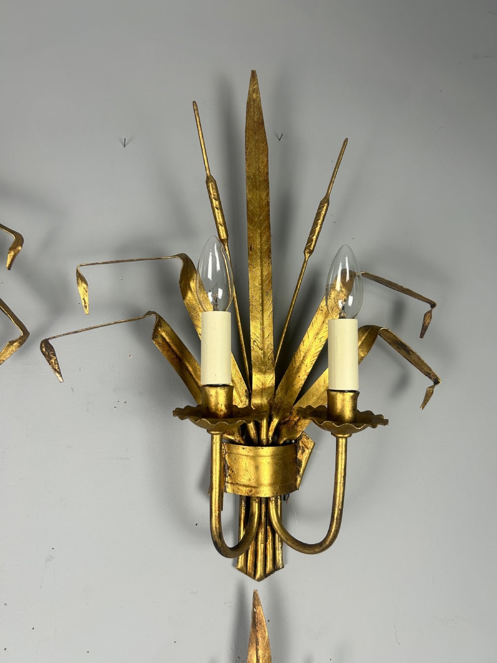 Set of 4 Antique French Wheat Sheaf Wall Lights, Rewired View VI