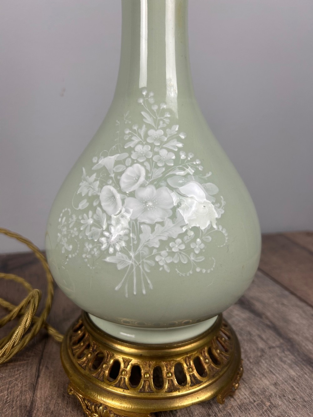 French Porcelain Table Lamp, Rewired & PAT tested View VI