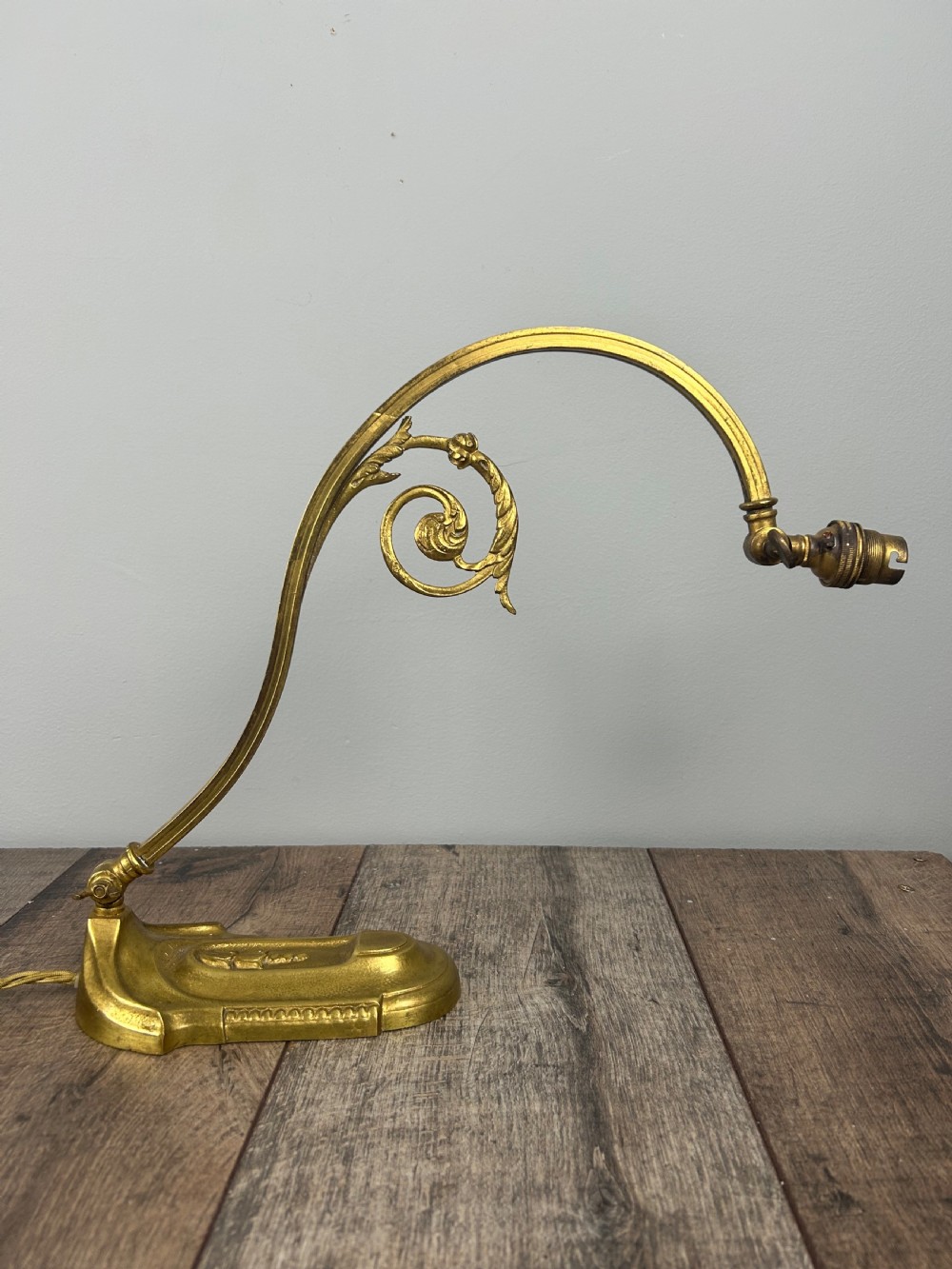 French Adjustable Brass Table Lamp, Rewired & PAT Tested View V