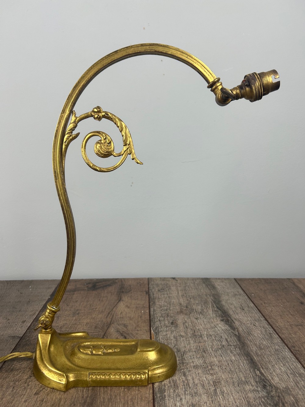 French Adjustable Brass Table Lamp, Rewired & PAT Tested View VI