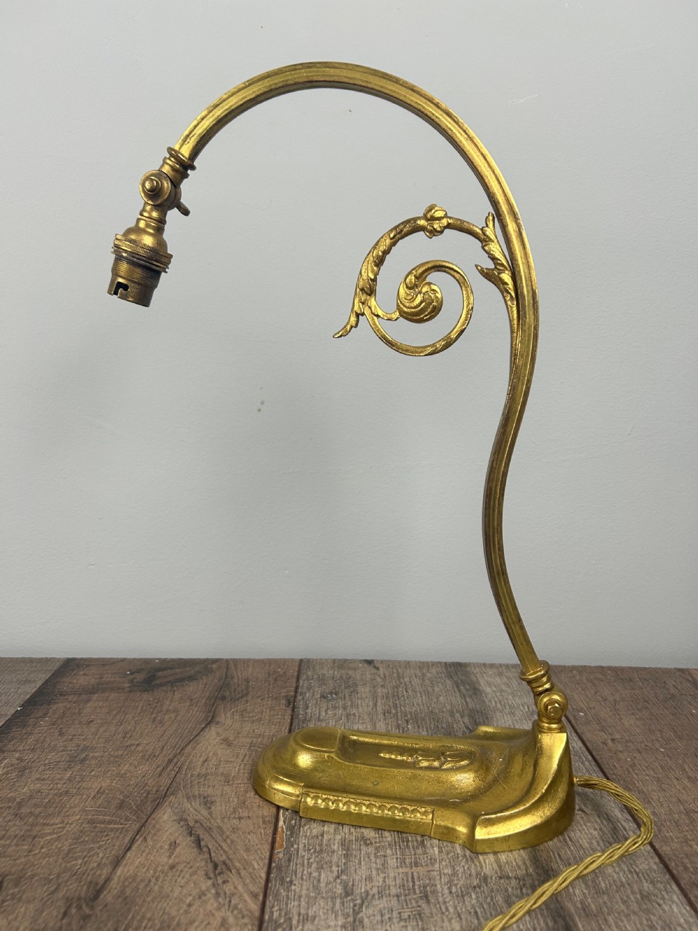 French Adjustable Brass Table Lamp, Rewired & PAT Tested View VIII