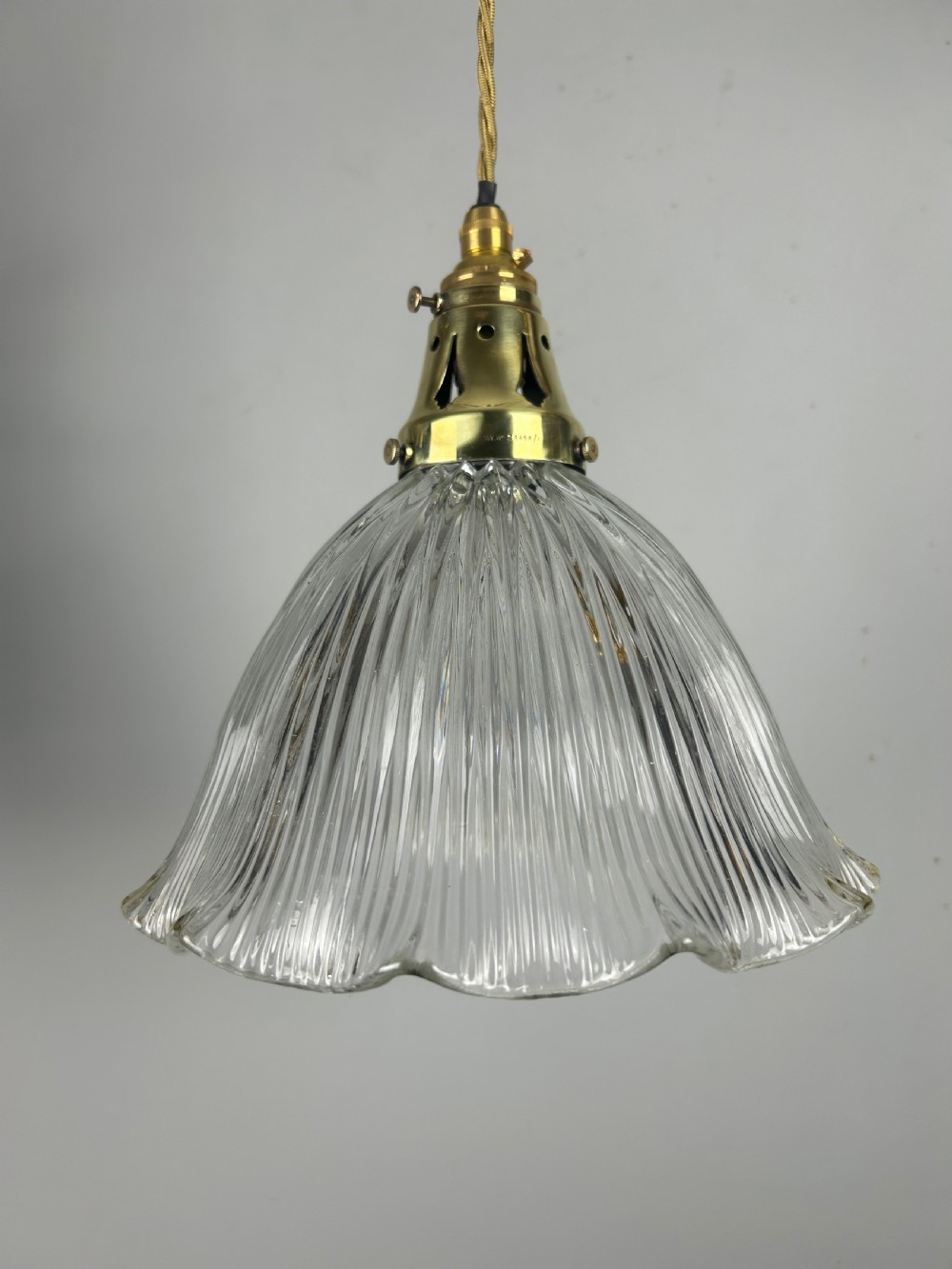 Holophane Pendant Ceiling Light with Original Shade & Gallery 