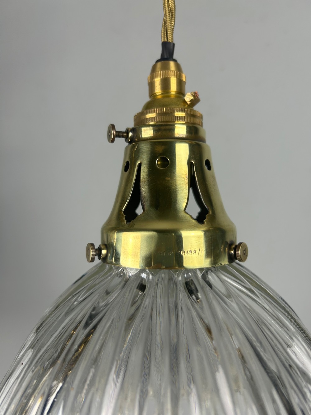 Holophane Pendant Ceiling Light with Original Shade & Gallery  View VI