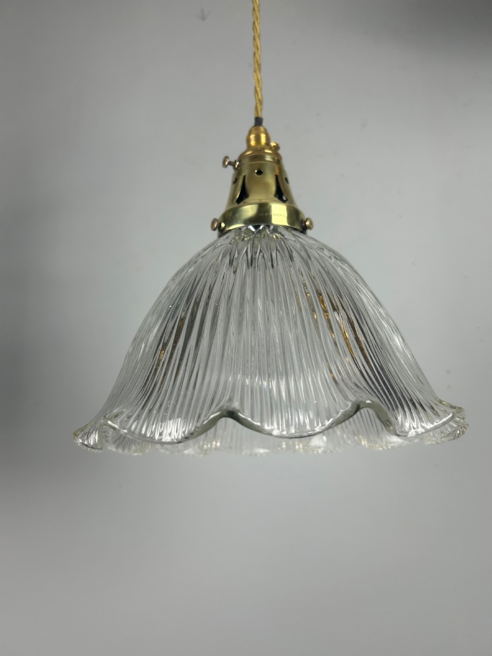 Holophane Pendant Ceiling Light with Original Shade & Gallery  View VII