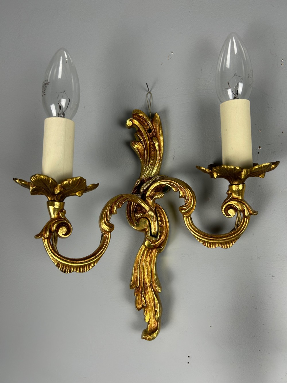 Pair of French Gilded Twin Arm Antique Wall Lights View VI