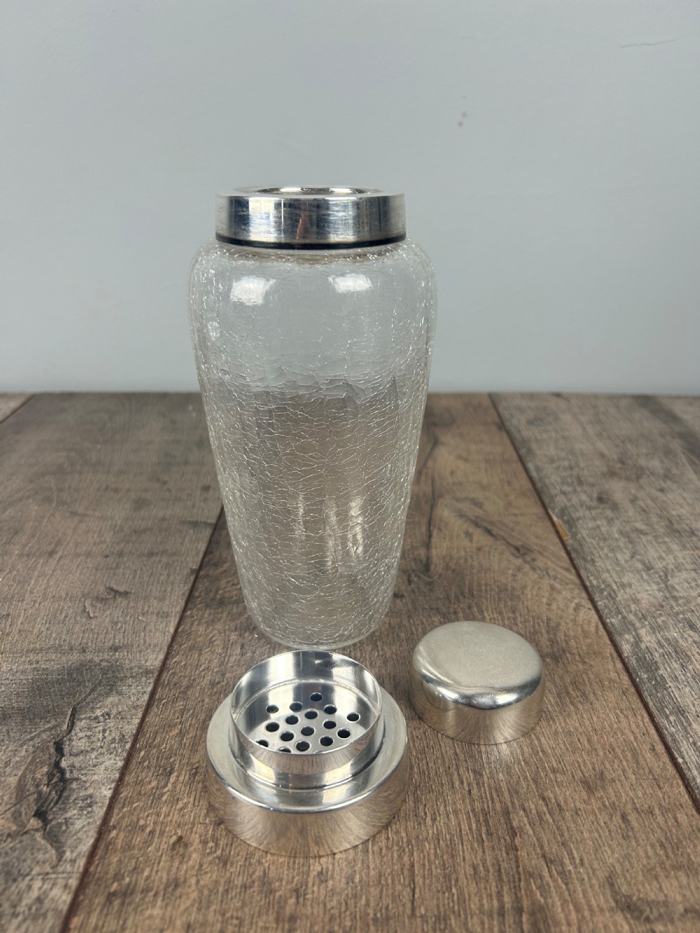 Art Deco WMF Crackle Glass Silver Plated Cocktail Shaker View IV