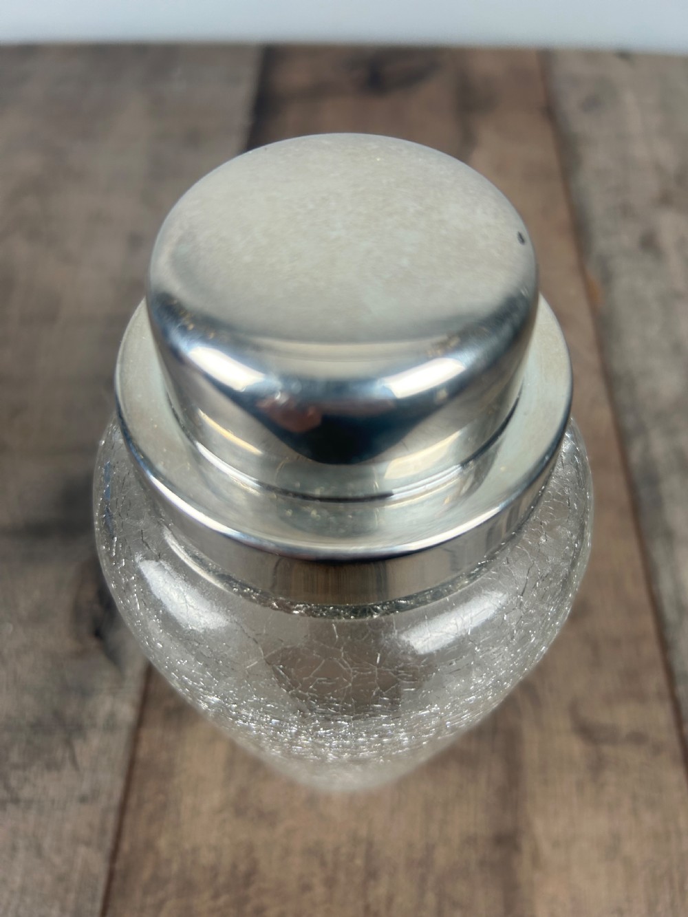Art Deco WMF Crackle Glass Silver Plated Cocktail Shaker View V