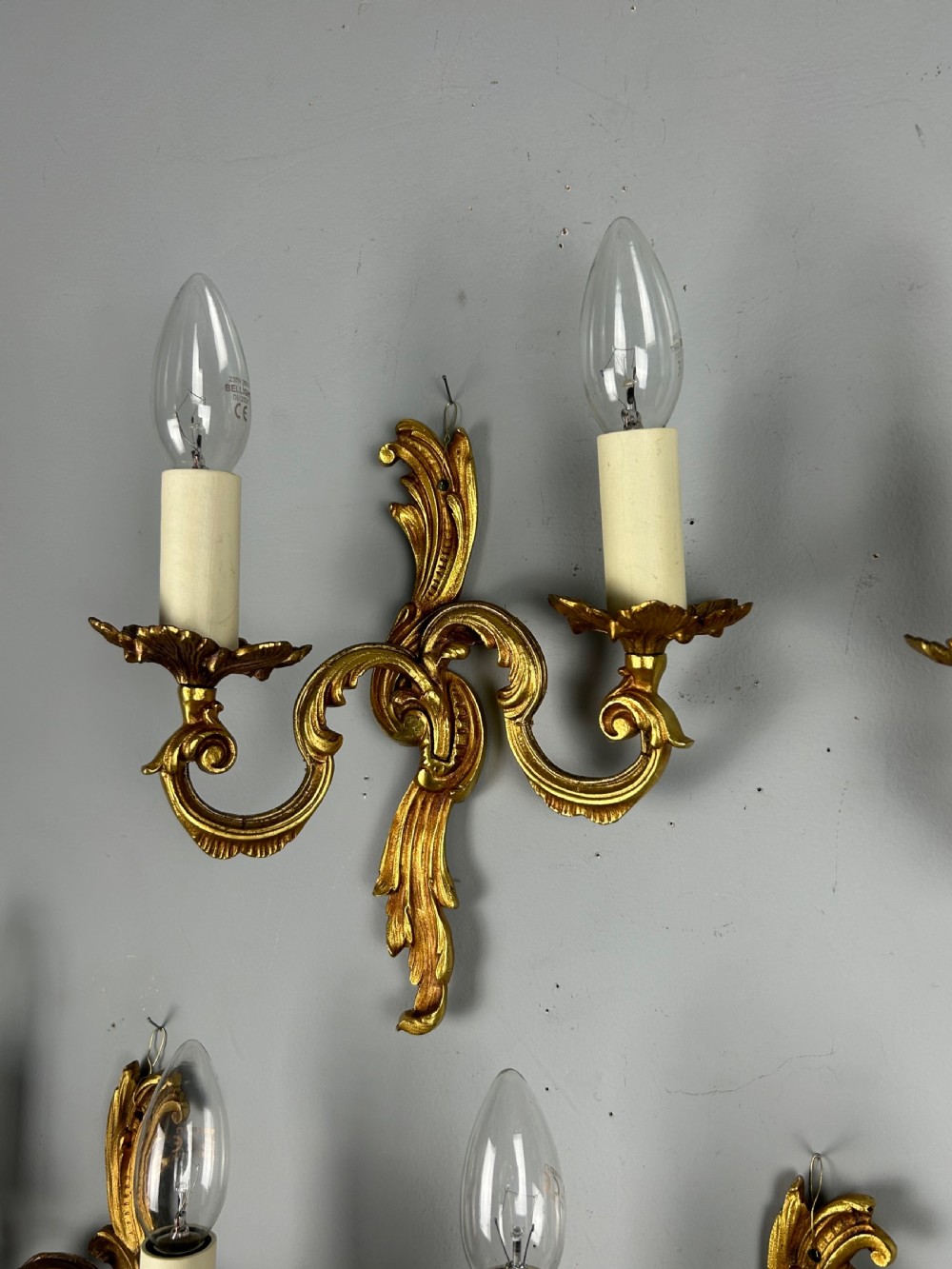 Set of 5 French Gilded Twin Arm Antique Wall Lights View II
