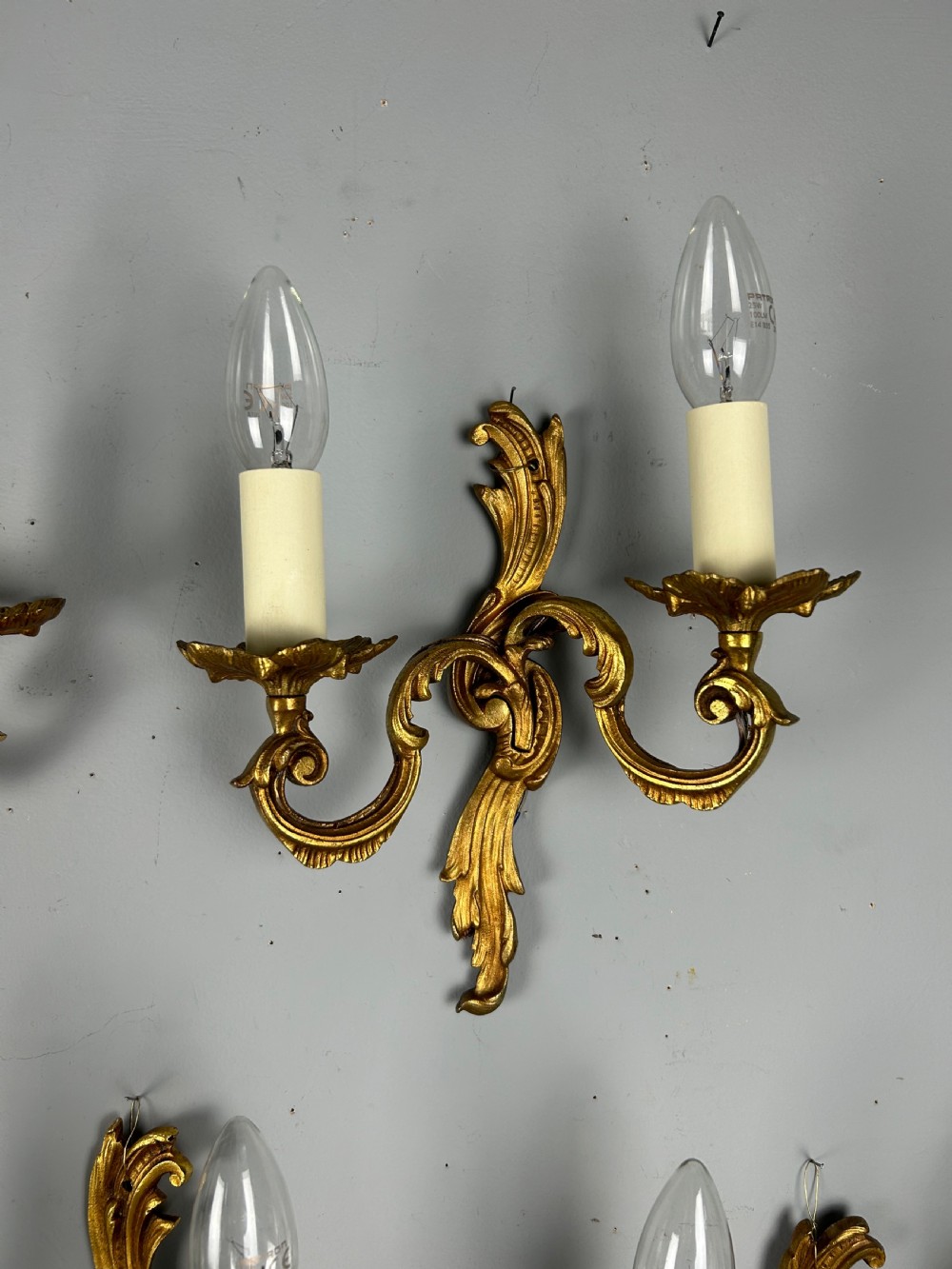 Set of 5 French Gilded Twin Arm Antique Wall Lights View III