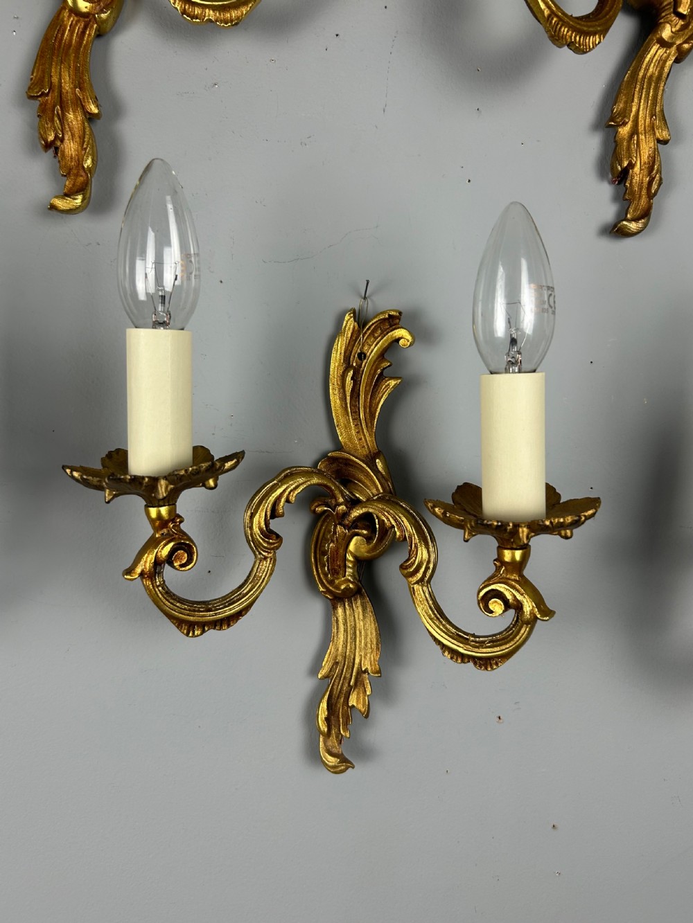 Set of 5 French Gilded Twin Arm Antique Wall Lights View VI