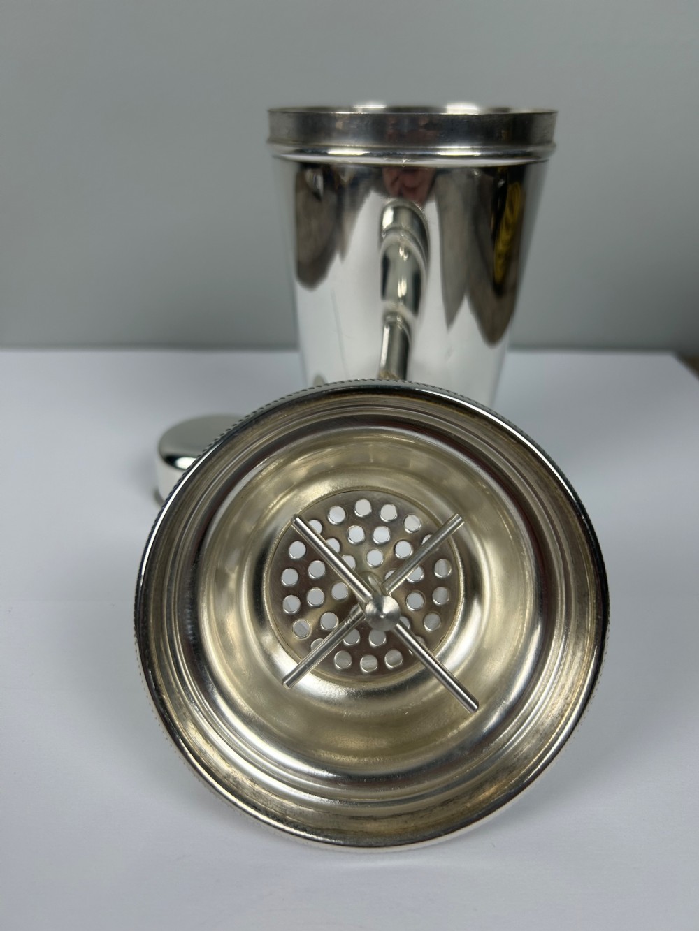James Dixon Art Deco 1 Pint Silver Plated Cocktail Shaker with Lemon Squeezer View II