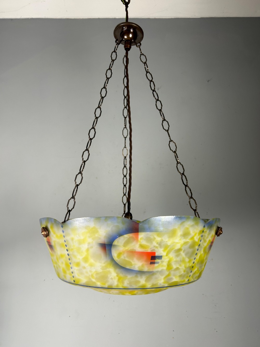Art Deco Plafonnier, Ceiling Light, Original Shade, Rewired