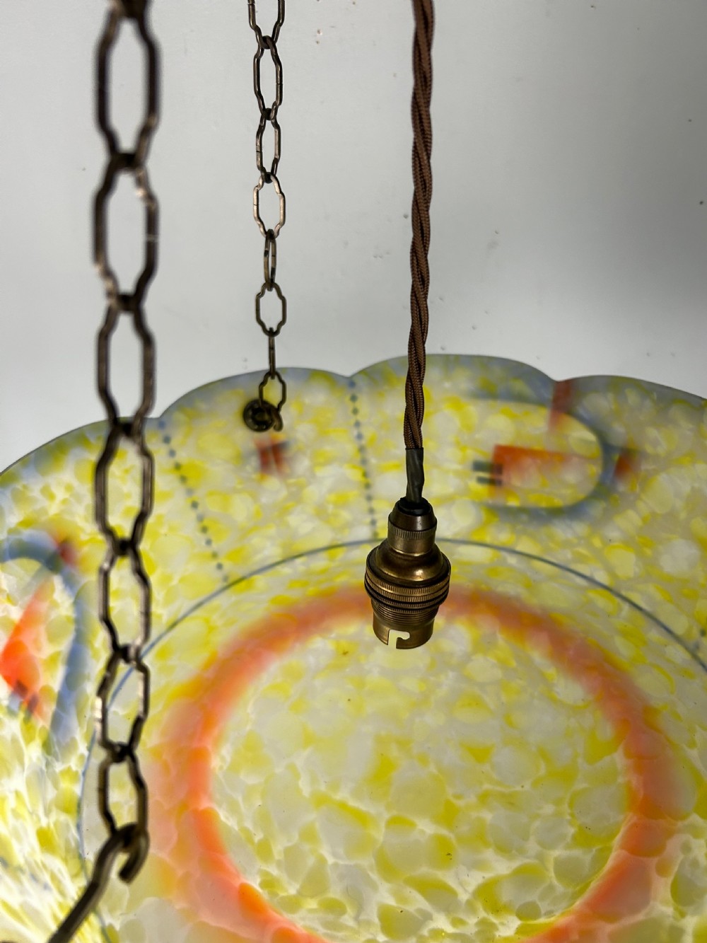 Art Deco Plafonnier, Ceiling Light, Original Shade, Rewired View III