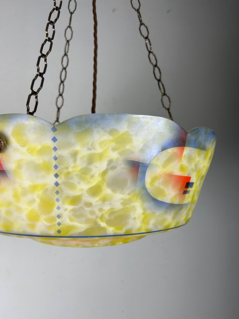 Art Deco Plafonnier, Ceiling Light, Original Shade, Rewired View V