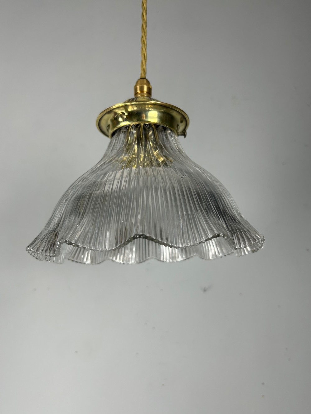 Holophane Pendant Ceiling Light With Original Shade & Gallery View IV